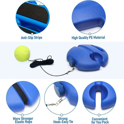 Tennis Ball Trainer with Adjustable Rebound Cord and PE Base for Solo Practice