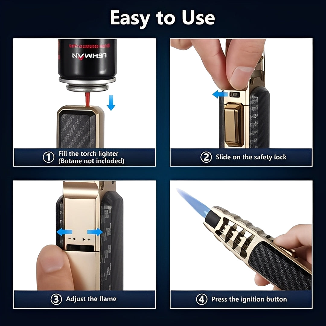 Butane Torch with Triple Flame and Adjustable Heat Control for Caramelizing