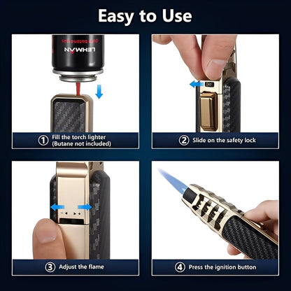 Butane Torch with Triple Flame and Adjustable Heat Control for Caramelizing