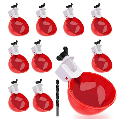 Chicken Waterer Cup Set with Gravity Spring Valve and Dual Rubber Seal, 10 Pack