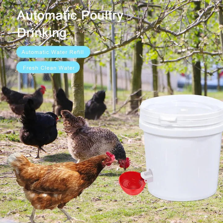 Chicken Waterer Cup Set with Gravity Spring Valve and Dual Rubber Seal, 10 Pack