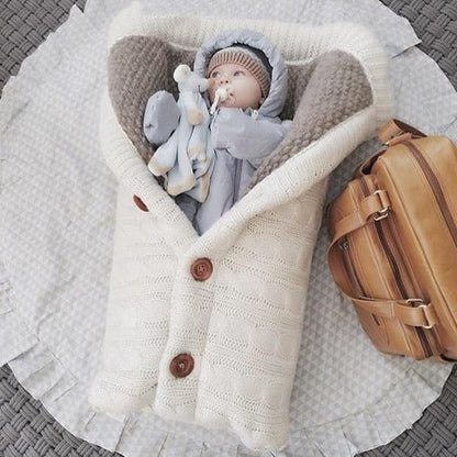Baby Blanket with Fleece Interior and Knitted Linen Exterior, Stroller Cover