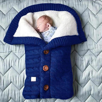 Baby Blanket with Fleece Interior and Knitted Linen Exterior, Stroller Cover