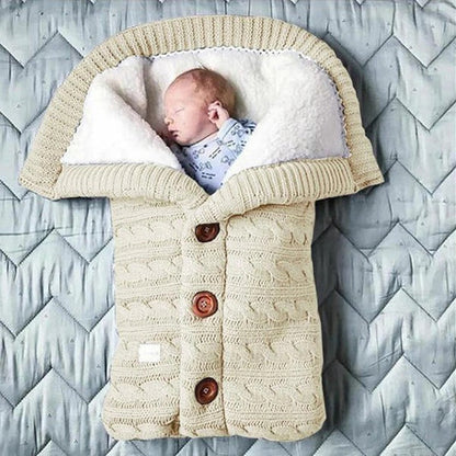 Baby Blanket with Fleece Interior and Knitted Linen Exterior, Stroller Cover