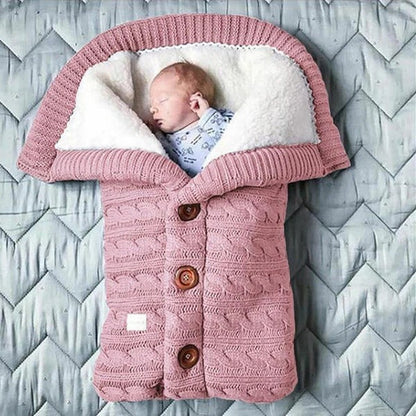 Baby Blanket with Fleece Interior and Knitted Linen Exterior, Stroller Cover