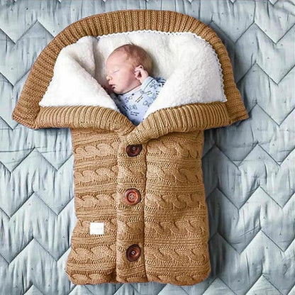 Baby Blanket with Fleece Interior and Knitted Linen Exterior, Stroller Cover