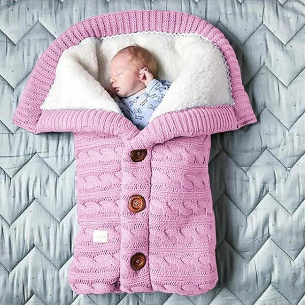 Baby Blanket with Fleece Interior and Knitted Linen Exterior, Stroller Cover
