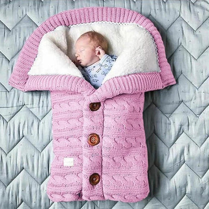 Baby Blanket with Fleece Interior and Knitted Linen Exterior, Stroller Cover