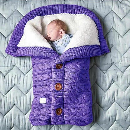 Baby Blanket with Fleece Interior and Knitted Linen Exterior, Stroller Cover