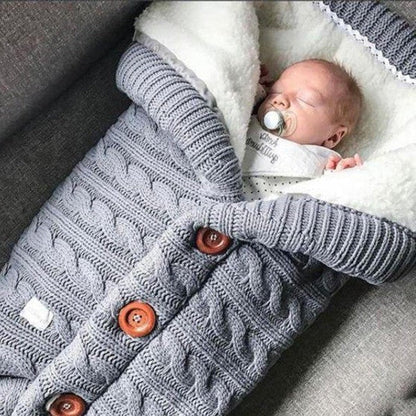 Baby Blanket with Fleece Interior and Knitted Linen Exterior, Stroller Cover