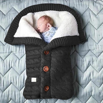 Baby Blanket with Fleece Interior and Knitted Linen Exterior, Stroller Cover