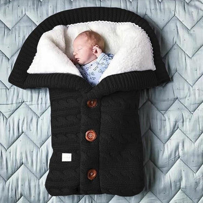 Baby Blanket with Fleece Interior and Knitted Linen Exterior, Stroller Cover