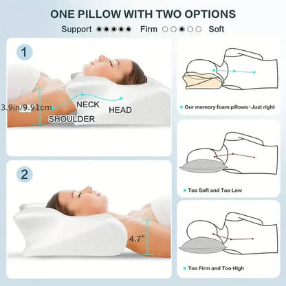 Butterfly Memory Foam Pillow with Neck Support and Breathable Cover, Standard Size