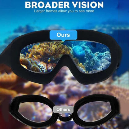 Swim Goggles with Anti-Fog Coating and Wide View Frame, Adjustable Silicone Seals All Vera Mart