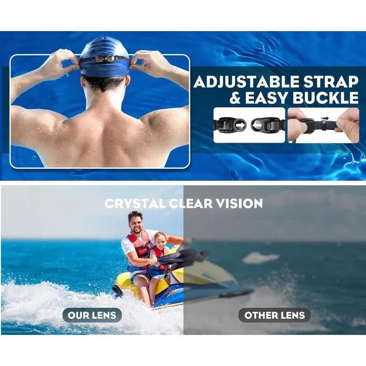 Swim Goggles with Anti-Fog Coating and Wide View Frame, Adjustable Silicone Seals All Vera Mart