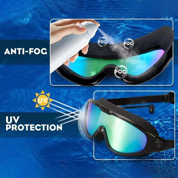 Swim Goggles with Anti-Fog Coating and Wide View Frame, Adjustable Silicone Seals All Vera Mart