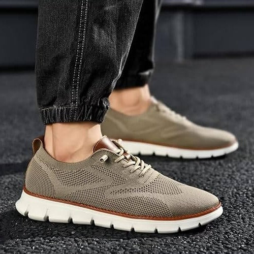 Orthopedic Slip-On Dress Shoe with Wide Toe Box and Elastic Collar