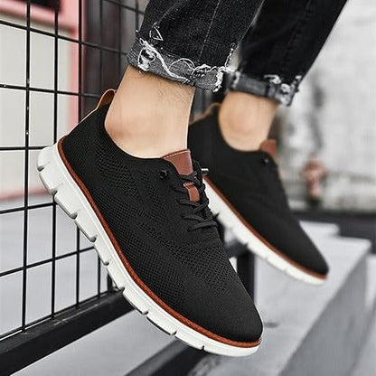Orthopedic Slip-On Dress Shoe with Wide Toe Box and Elastic Collar