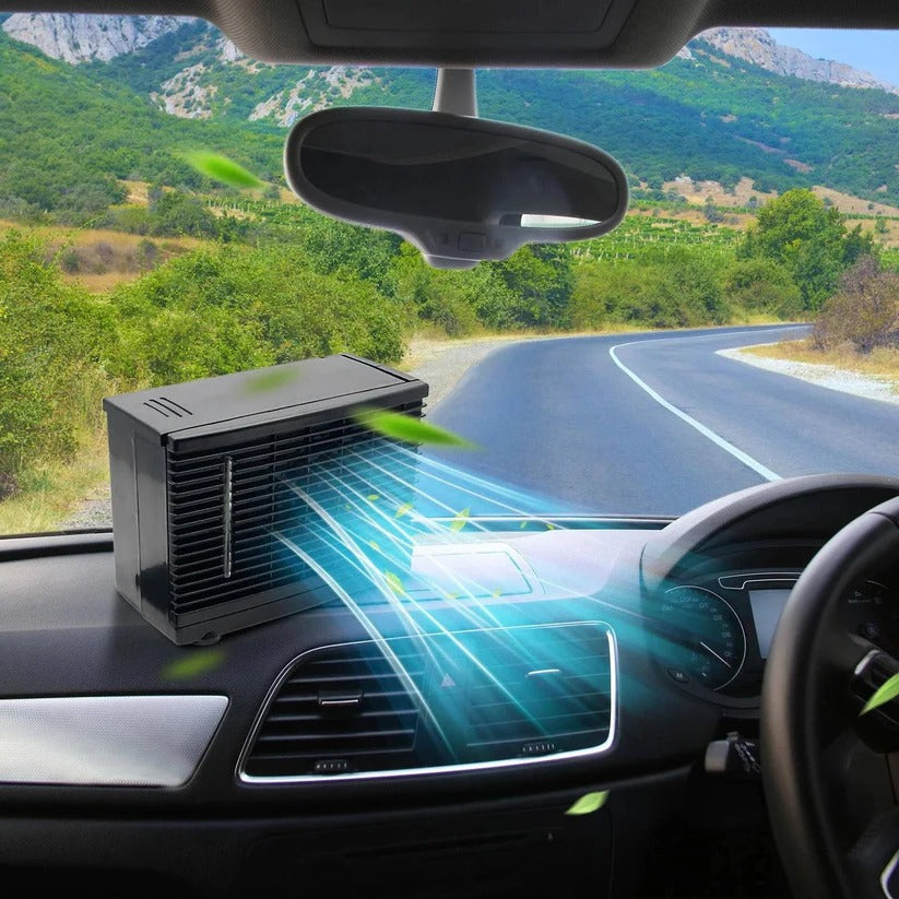 Evaporative Car Air Cooler with Transparent Water Tank and Dashboard Mount