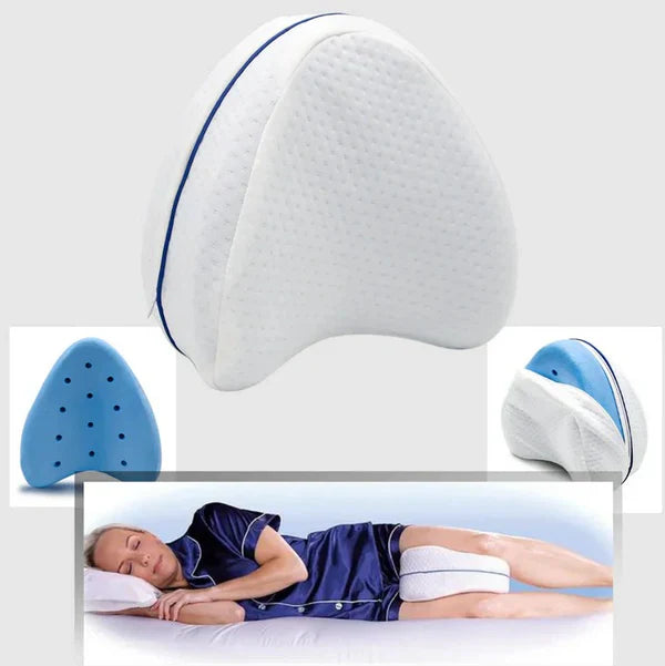 Memory Foam Knee Pillow with Ergonomic Contour and Breathable Cover for Side Sleepers
