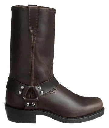 Men's 11 Inch Slip On Harness Boots with Silver Rivets and Non Slip Sole
