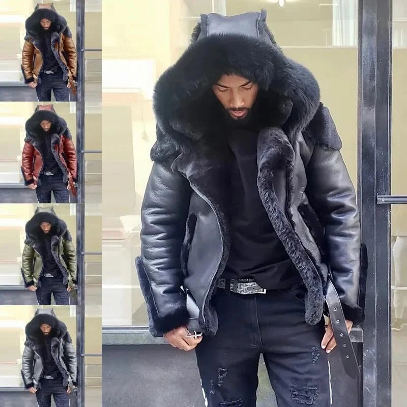 Men's Wind-Resistant Jacket with Water-Resistant Surface and Multiple Pockets for Fall and Winter