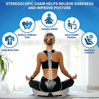 Ergonomic Seat Cushion with Memory Foam and Adjustable Straps for Office, Car and Wheelchair Use
