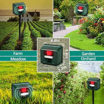 Motion Activated Ultrasonic Repeller with Solar Power and 70 Foot Detection Range