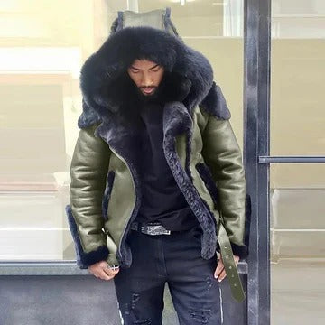 Men's Wind-Resistant Jacket with Water-Resistant Surface and Multiple Pockets for Fall and Winter
