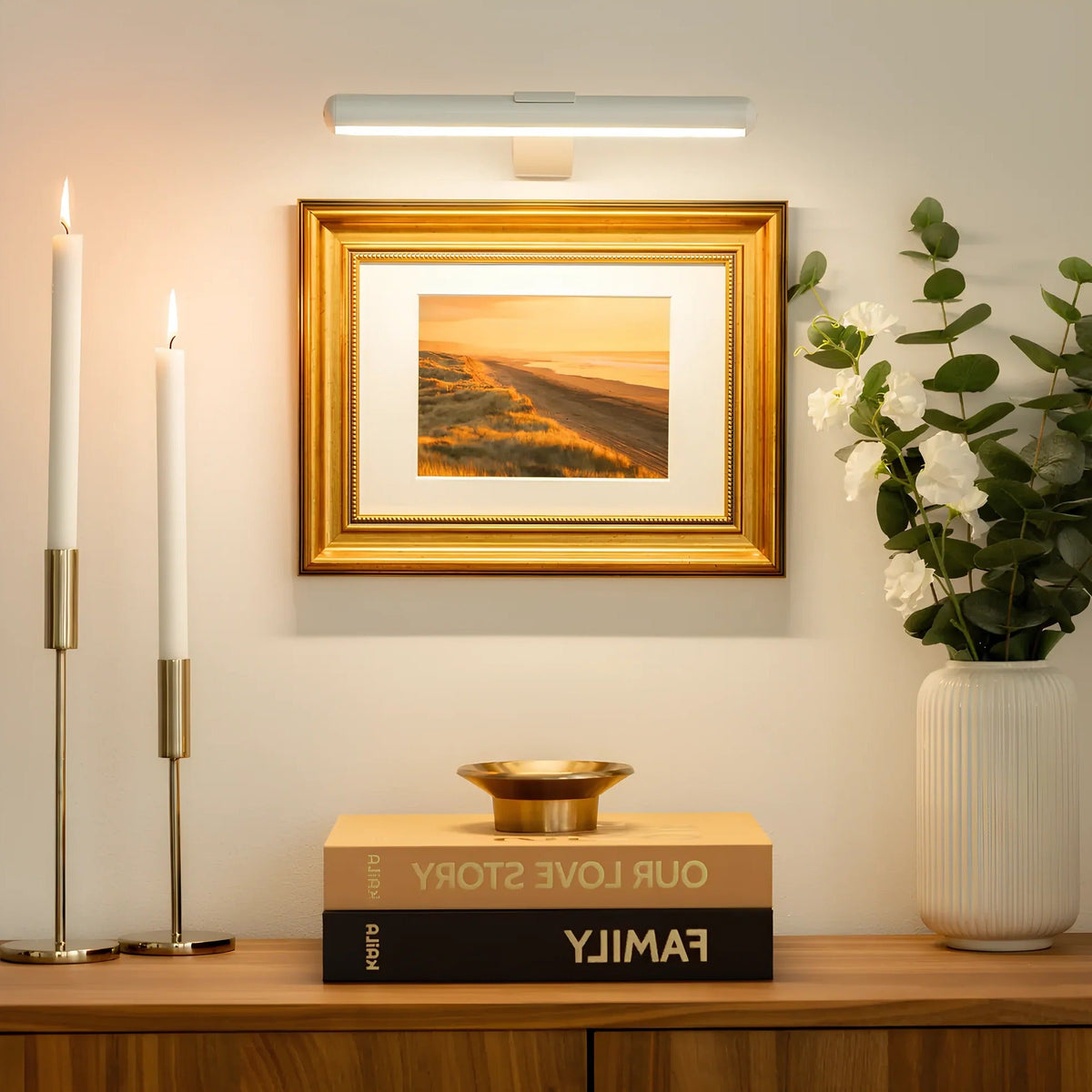 Wall-Mounted LED Picture Light with 360 Degree Rotation and Stepless Dimming