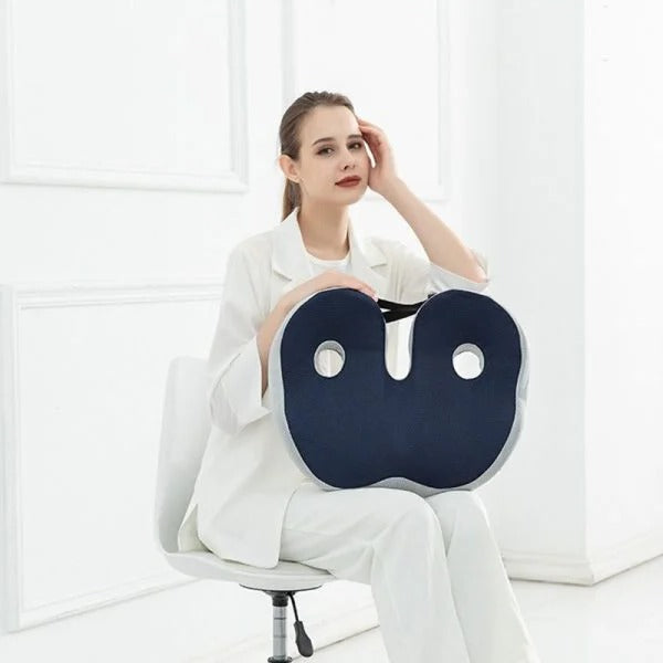 Ergonomic Seat Cushion with Memory Foam and Adjustable Straps for Office, Car and Wheelchair Use