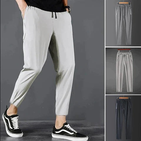 Men's Tapered Hiking Pants with Stretch Fabric and Adjustable Drawstring, Multiple Utility Pockets