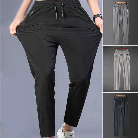 Men's Tapered Hiking Pants with Stretch Fabric and Adjustable Drawstring, Multiple Utility Pockets