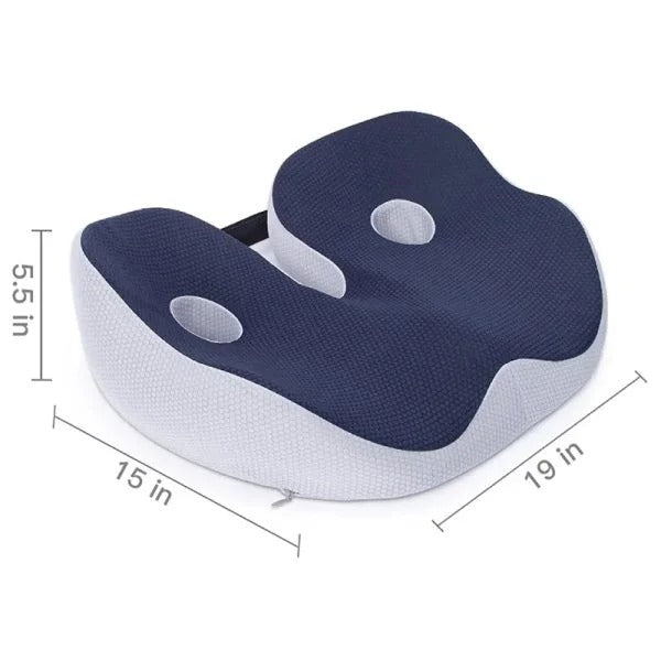 Ergonomic Seat Cushion with Memory Foam and Adjustable Straps for Office, Car and Wheelchair Use
