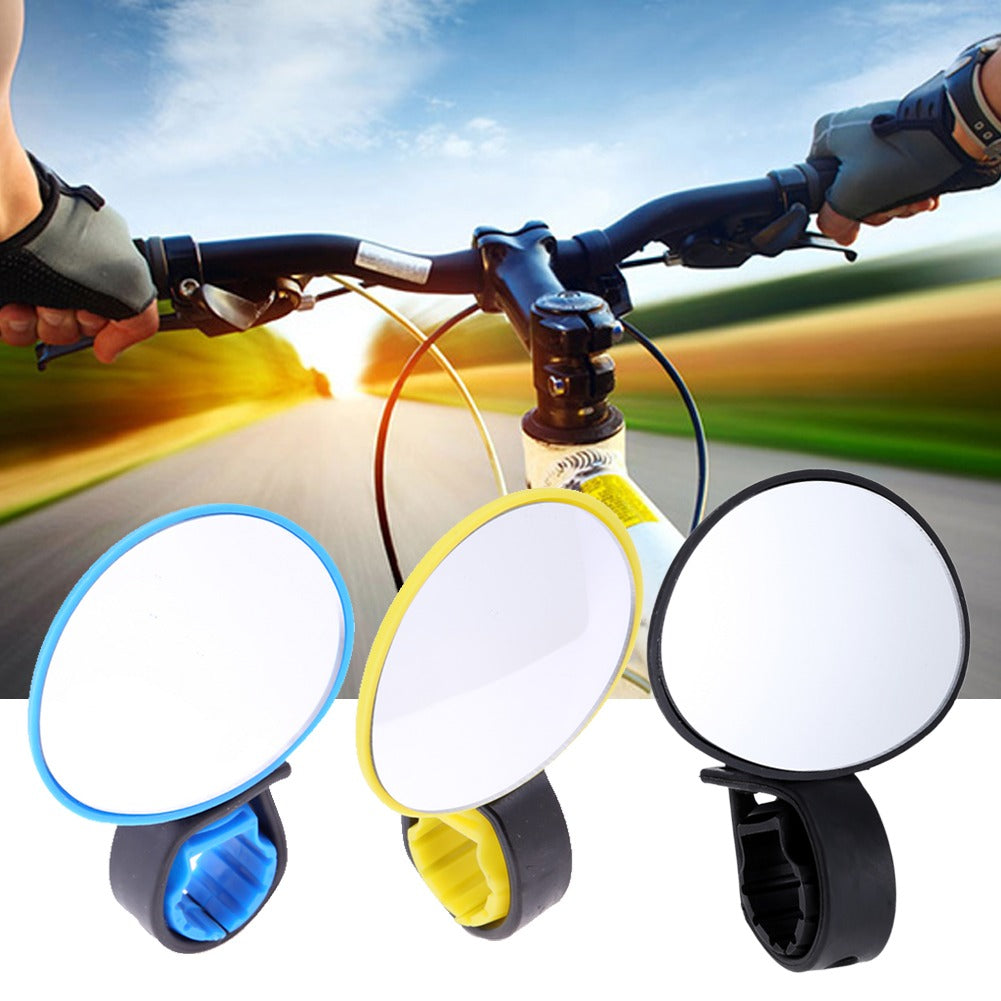 Handlebar Mirror with 360 Degree Rotation and Shatterproof Glass, Adjustable Strap Mount