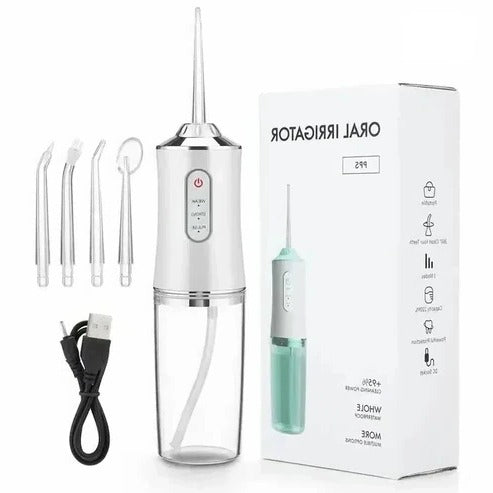 Rechargeable Water Flosser with Three Pressure Settings and Four Nozzles