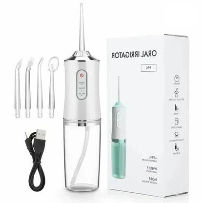 Rechargeable Water Flosser with Three Pressure Settings and Four Nozzles