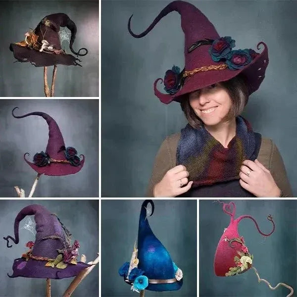 Adjustable Witch Hat for Halloween Costumes and Decorations, 22.5-23 inches