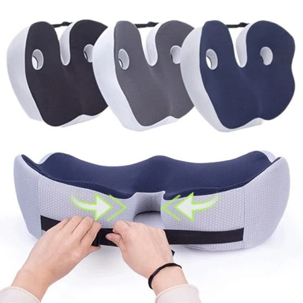 Ergonomic Seat Cushion with Memory Foam and Adjustable Straps for Office, Car and Wheelchair Use