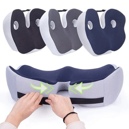 Ergonomic Seat Cushion with Memory Foam and Adjustable Straps for Office, Car and Wheelchair Use