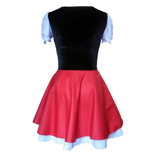 Hooded Costume Dress with Removable Cape and Built-In Layered Skirt for Women