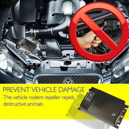 Rodent Deterrent Device with Ultrasonic Sound Waves and Engine Bay Coverage