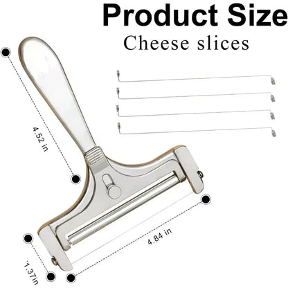 Wire Cheese Slicer with Adjustable Thickness and Four Replacement Wires