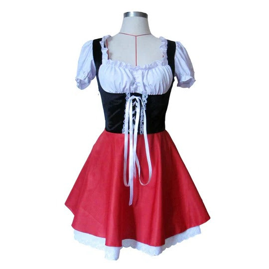 Hooded Costume Dress with Removable Cape and Built-In Layered Skirt for Women