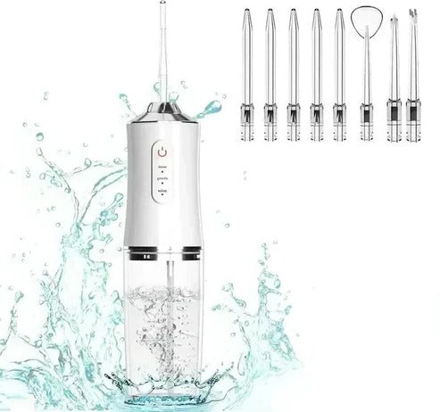 Rechargeable Water Flosser with Three Pressure Settings and Four Nozzles