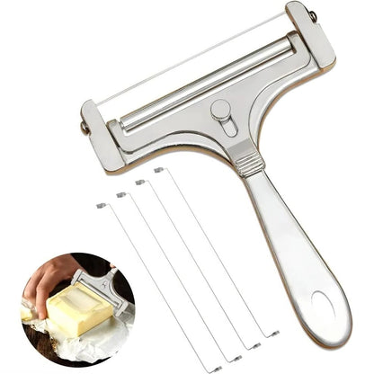 Wire Cheese Slicer with Adjustable Thickness and Four Replacement Wires