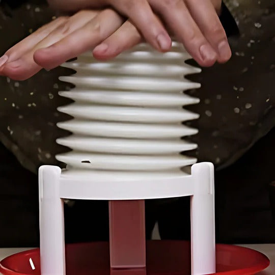 Manual Egg Peeler with Press Handle and Enclosed Chamber for Boiled Eggs