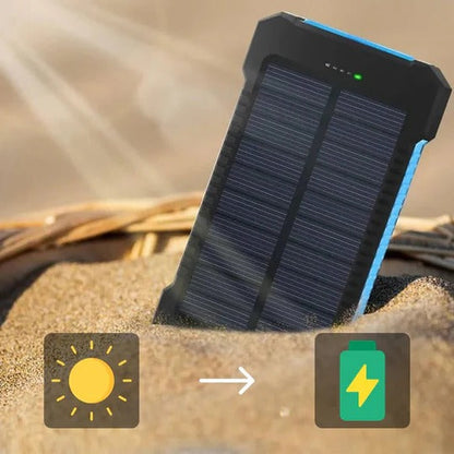 Solar Power Bank 500000 mAh with Dual USB Ports and LED Lights, IP44 Water Resistant