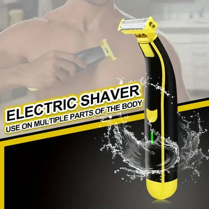 Rechargeable Electric Shaver with Floating Head and Four Guide Combs, Wet and Dry