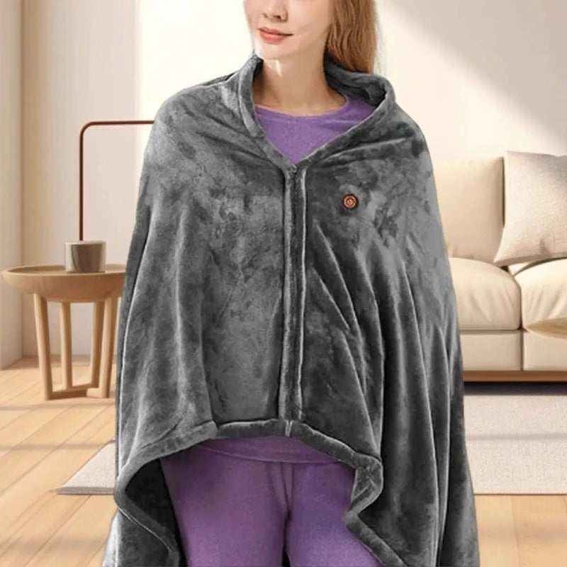 Portable Heated Blanket with Three Temperature Settings and Power Bank Compatibility